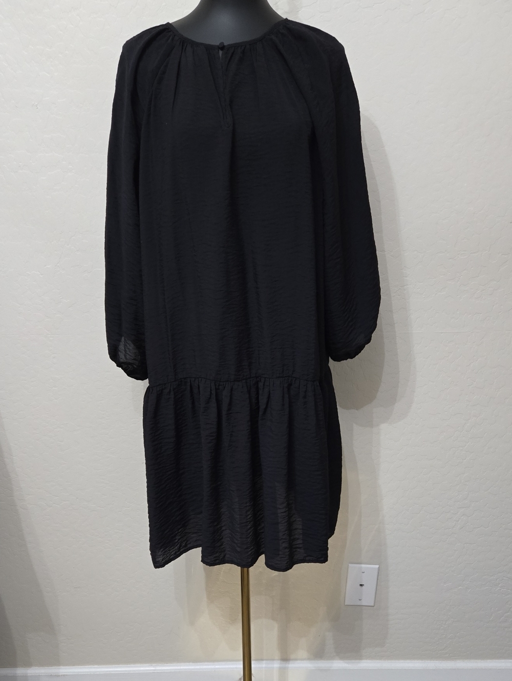 H&M Black Tunic Mini Long Sleeve Loose Fit Dress Size XXL